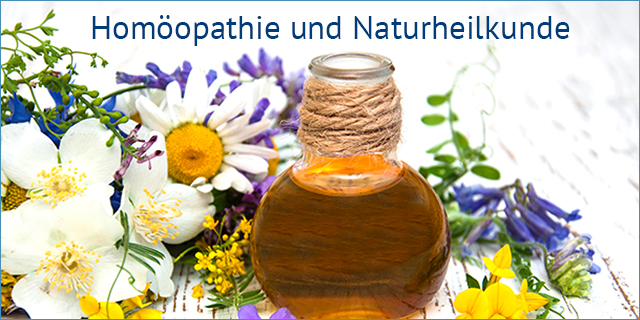 Homöopathie und Naturheilkunde — historisches Apothekenbanner